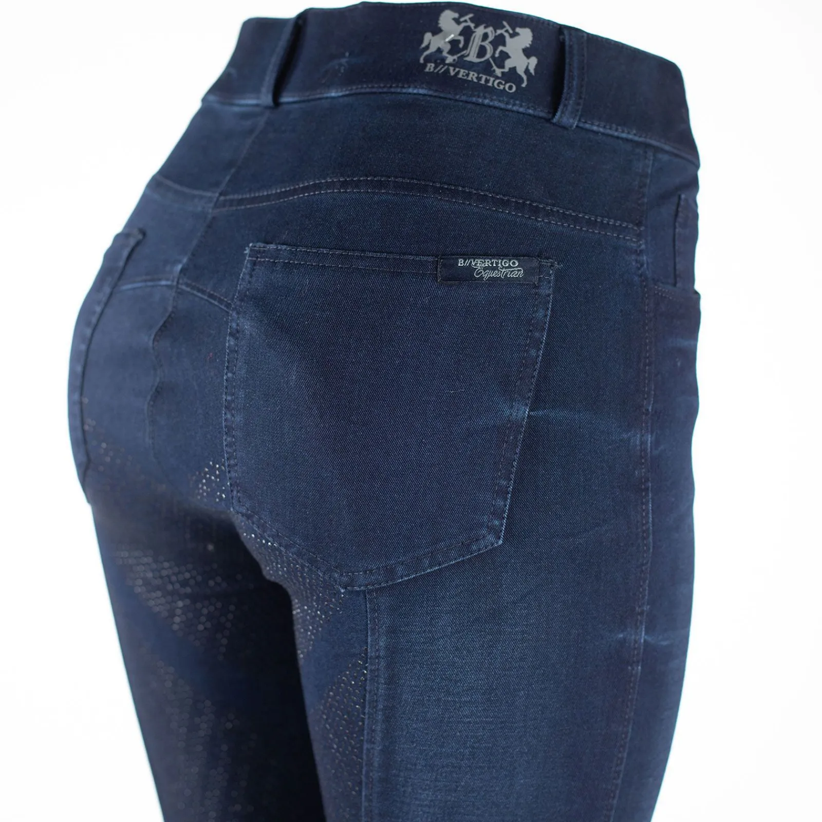 Online B Vertigo Elle denim ridebukse, helforsterket med silikon, dame Helforsterkede Ridebukser
