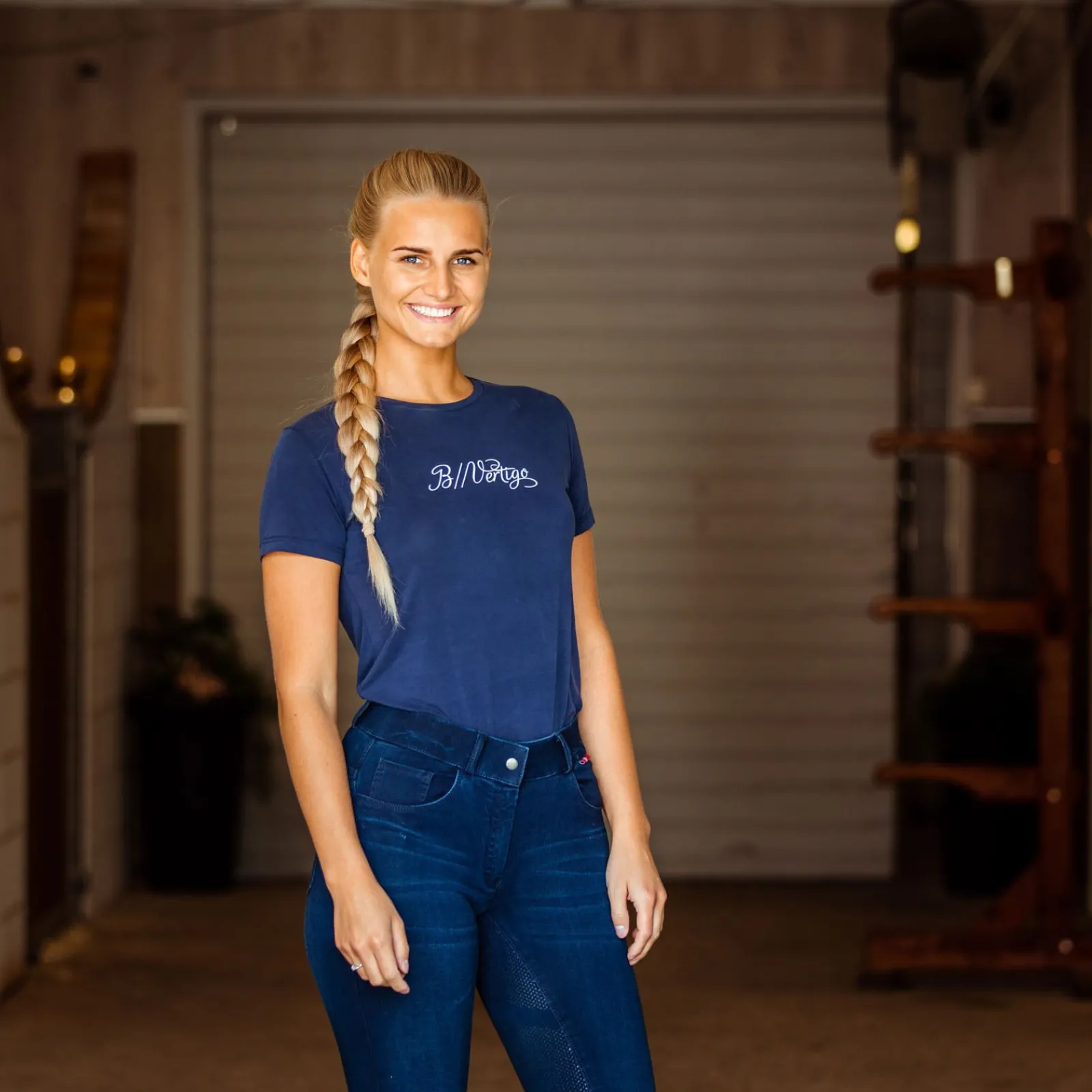 Online B Vertigo Elle denim ridebukse, helforsterket med silikon, dame Helforsterkede Ridebukser