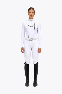 Outlet Cavalleria Toscana Tech Jersey Piqué stevneskjorte med lange ermer for kvinner Stevne|Skjorter Og Topper