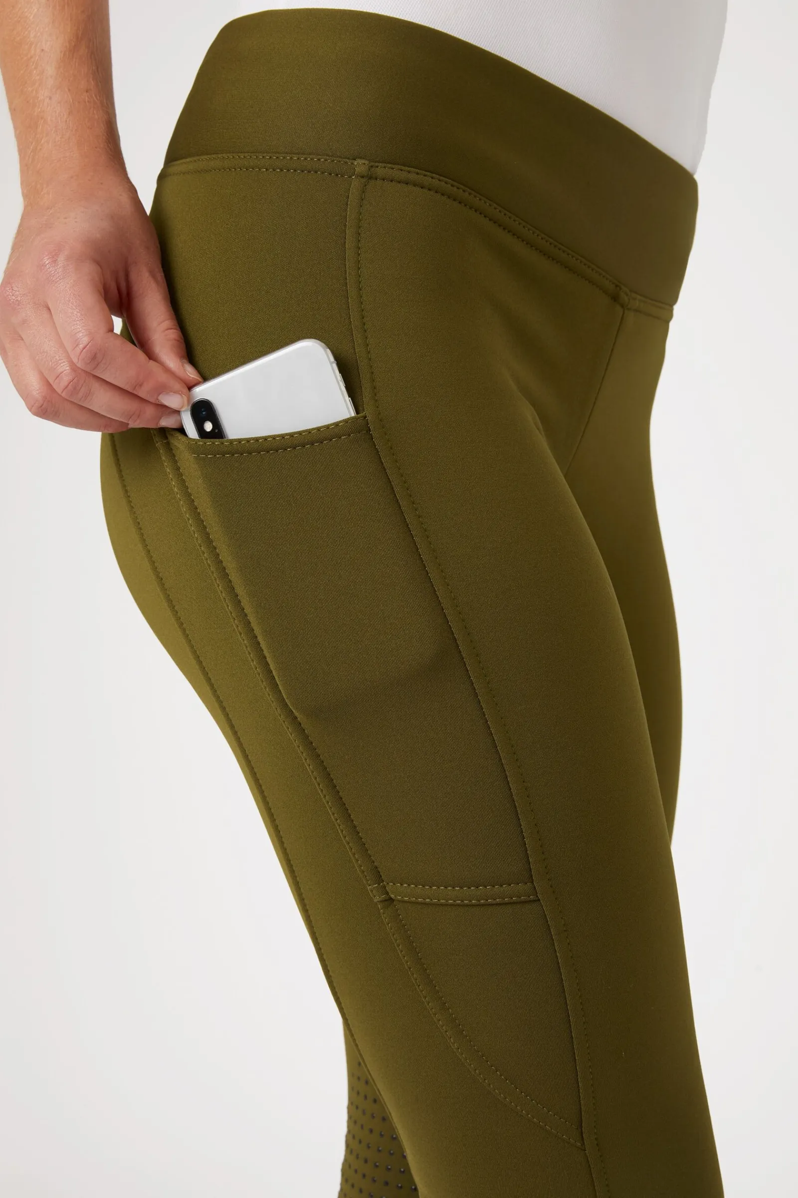 Hot Active helforsterkede ridetights til vinteren med knegrip og telefonlomme Ridetights