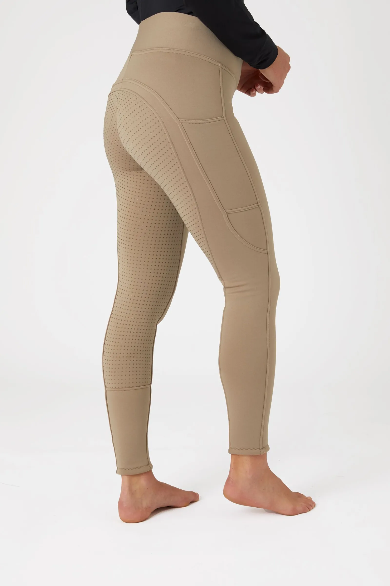 Hot Active helforsterkede ridetights til vinteren med fullgrip og telefonlomme Ridetights
