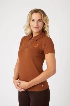 Online Amy kortermet poloskjorte i bomullstretch, dame Skjorter Og Topper