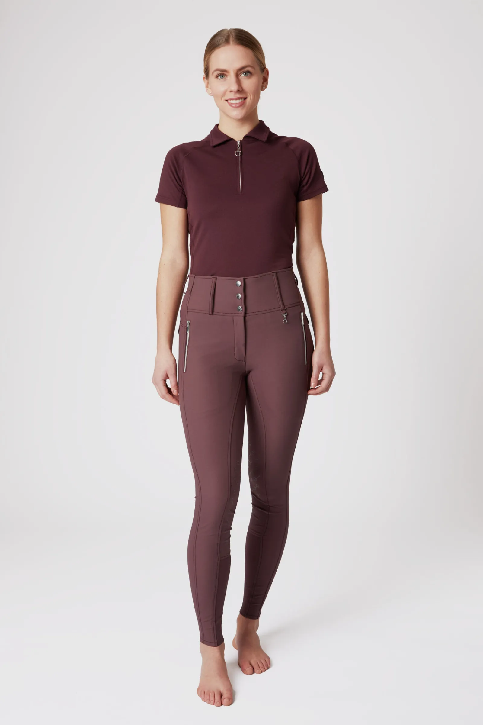 Clearance Andrea kneforsterket ridebukse med silikon og høyt liv Kneforsterkede Ridebukser