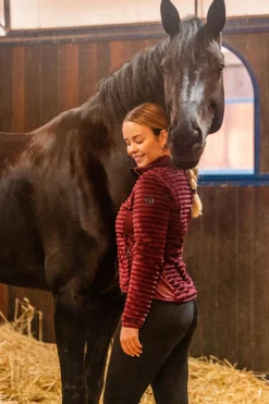 Outlet Della stripete ridejakke i fleece til dame Gensere & Fleece|Jakker Og Frakker