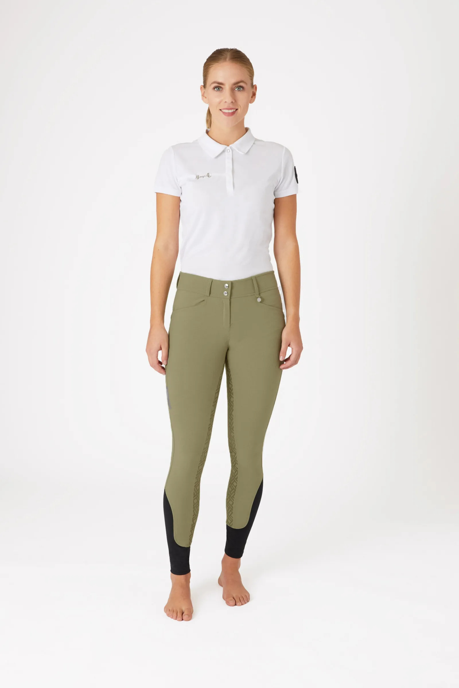 Discount helforsterkede ridebukser med silikon full grip og høyt liv til dame Helforsterkede Ridebukser