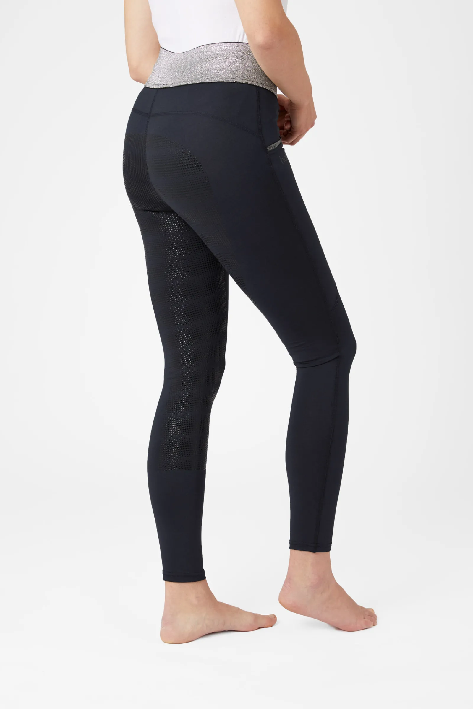 Best helforsterket ridetights med silikon og glitterlinning, dame Ridetights
