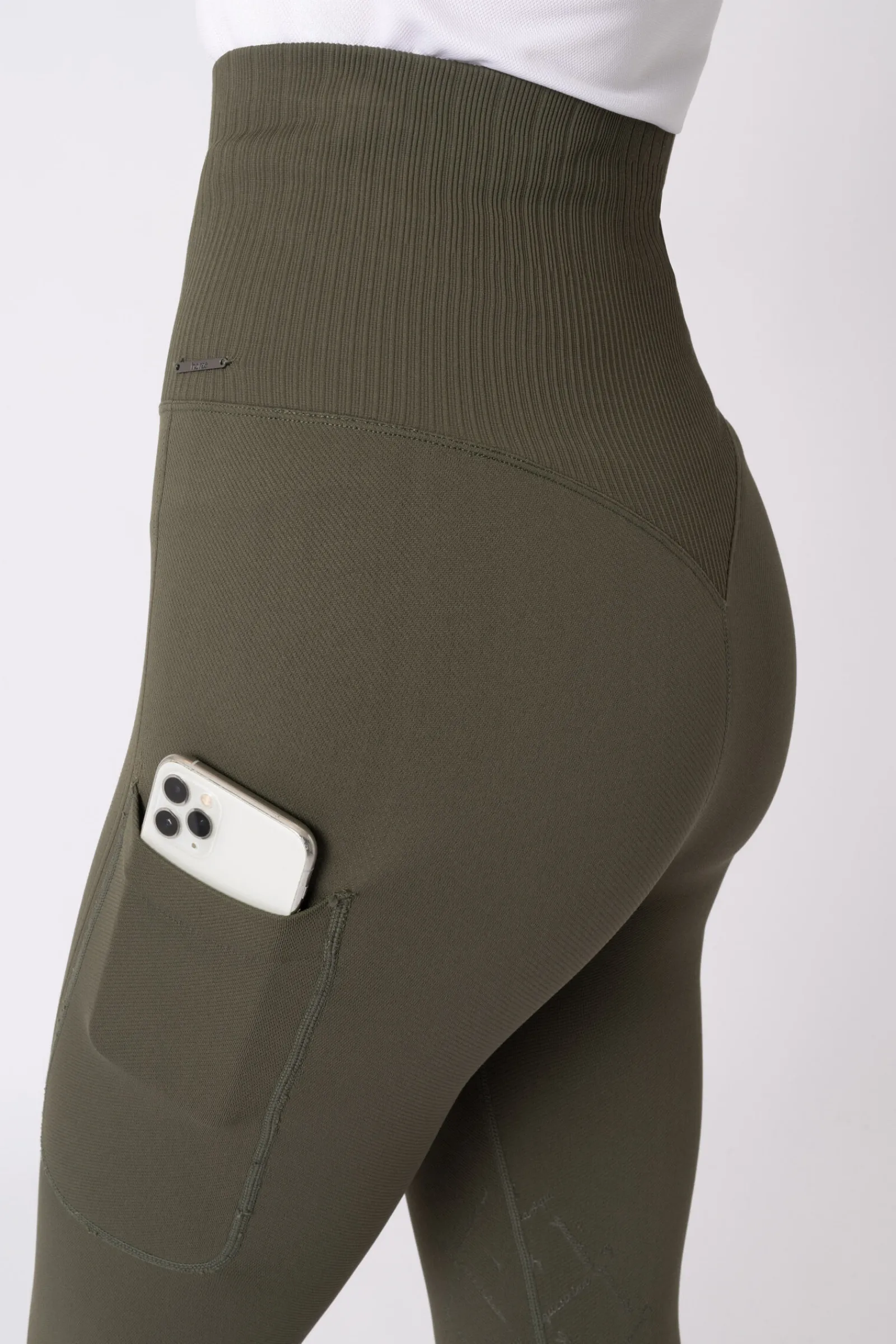 Best Janine sømløse, kneforsterkede ridetights med telefonlomme til dame Ridetights