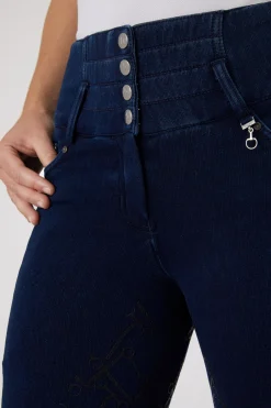 Hot Kacy helforsterket denim thermo ridebukse, dame Vinterridebukser