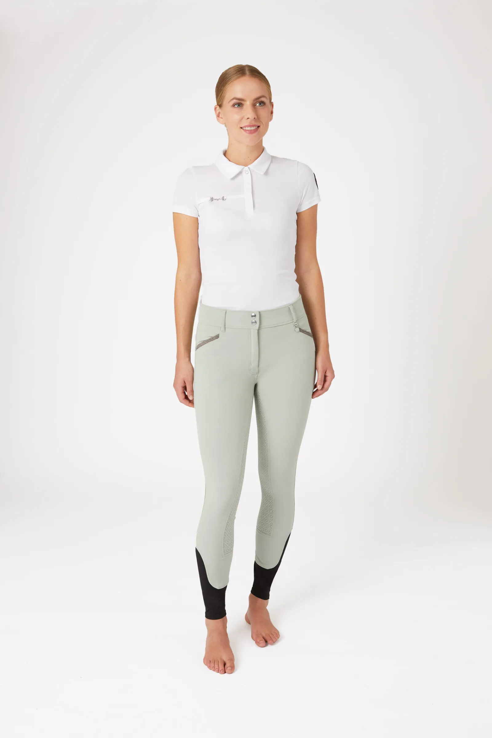 New Ridebukser, lommer med mikrokrystaller, høyt liv, helforsterket med silikon, dame Helforsterkede Ridebukser