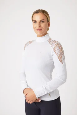 Online Sylvie langermet stevneskjorte med blonder, dame Stevne