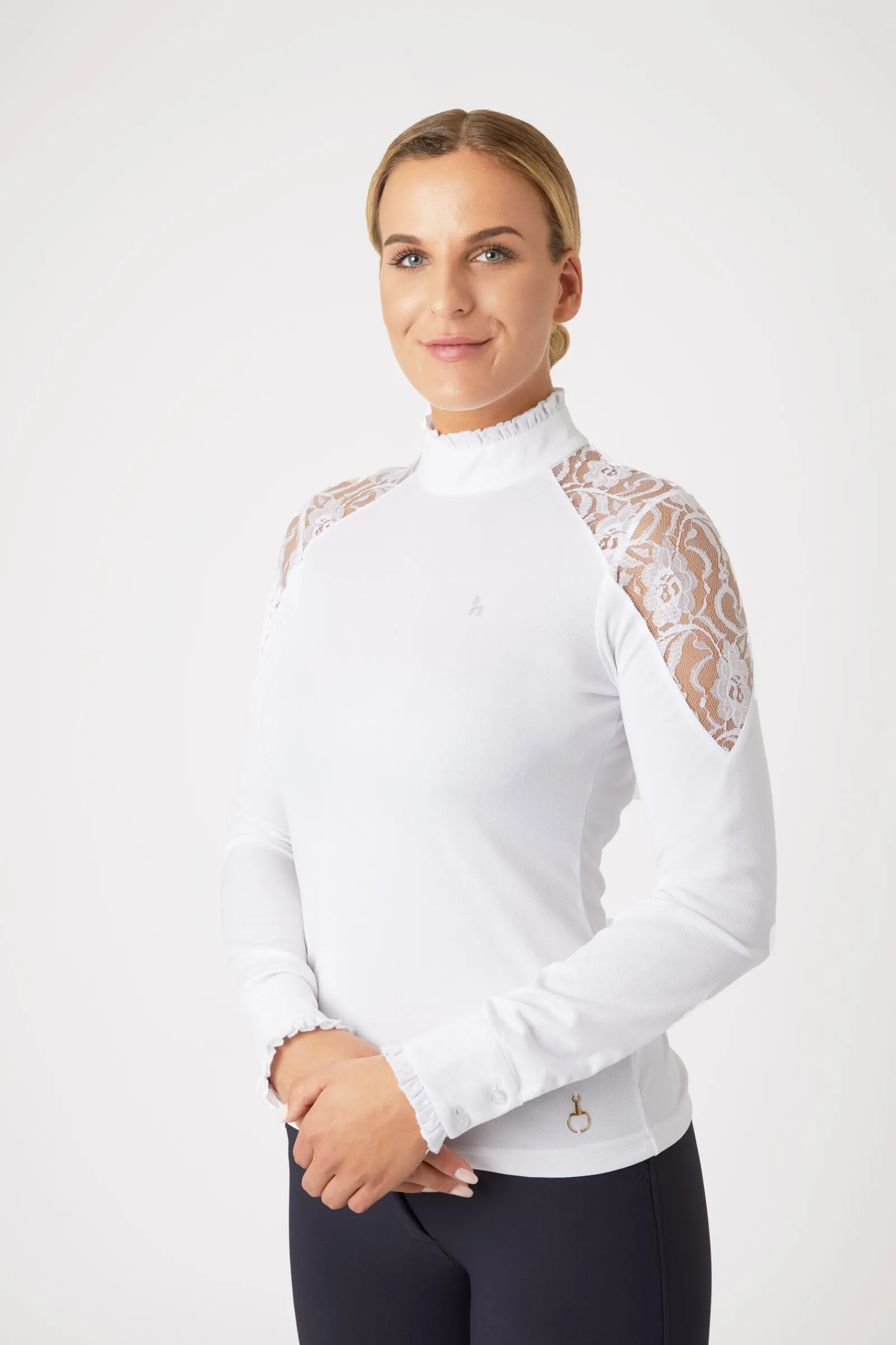 Online Sylvie langermet stevneskjorte med blonder, dame Stevne