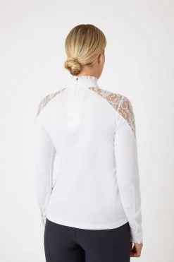 Online Sylvie langermet stevneskjorte med blonder, dame Stevne