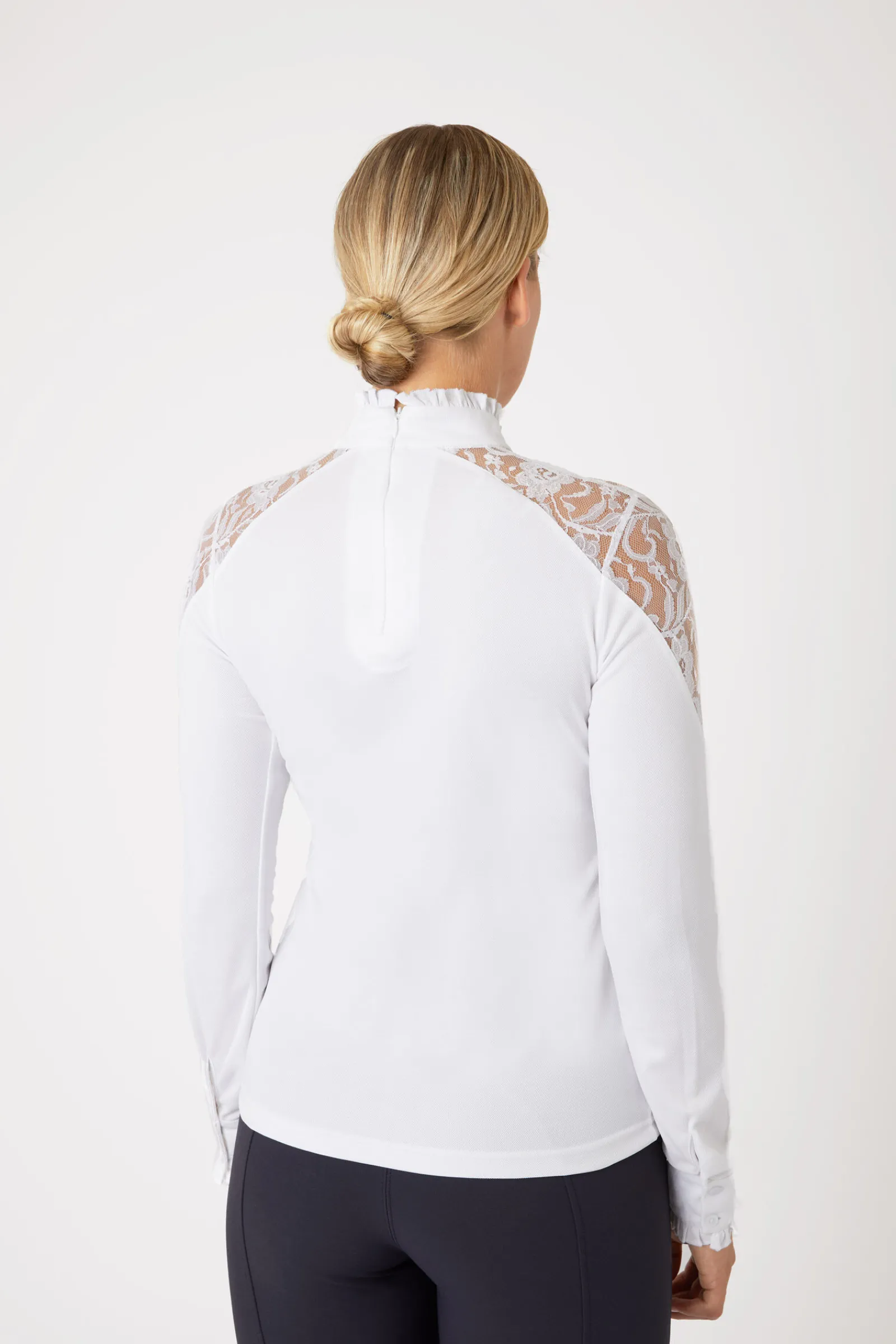 Online Sylvie langermet stevneskjorte med blonder, dame Stevne