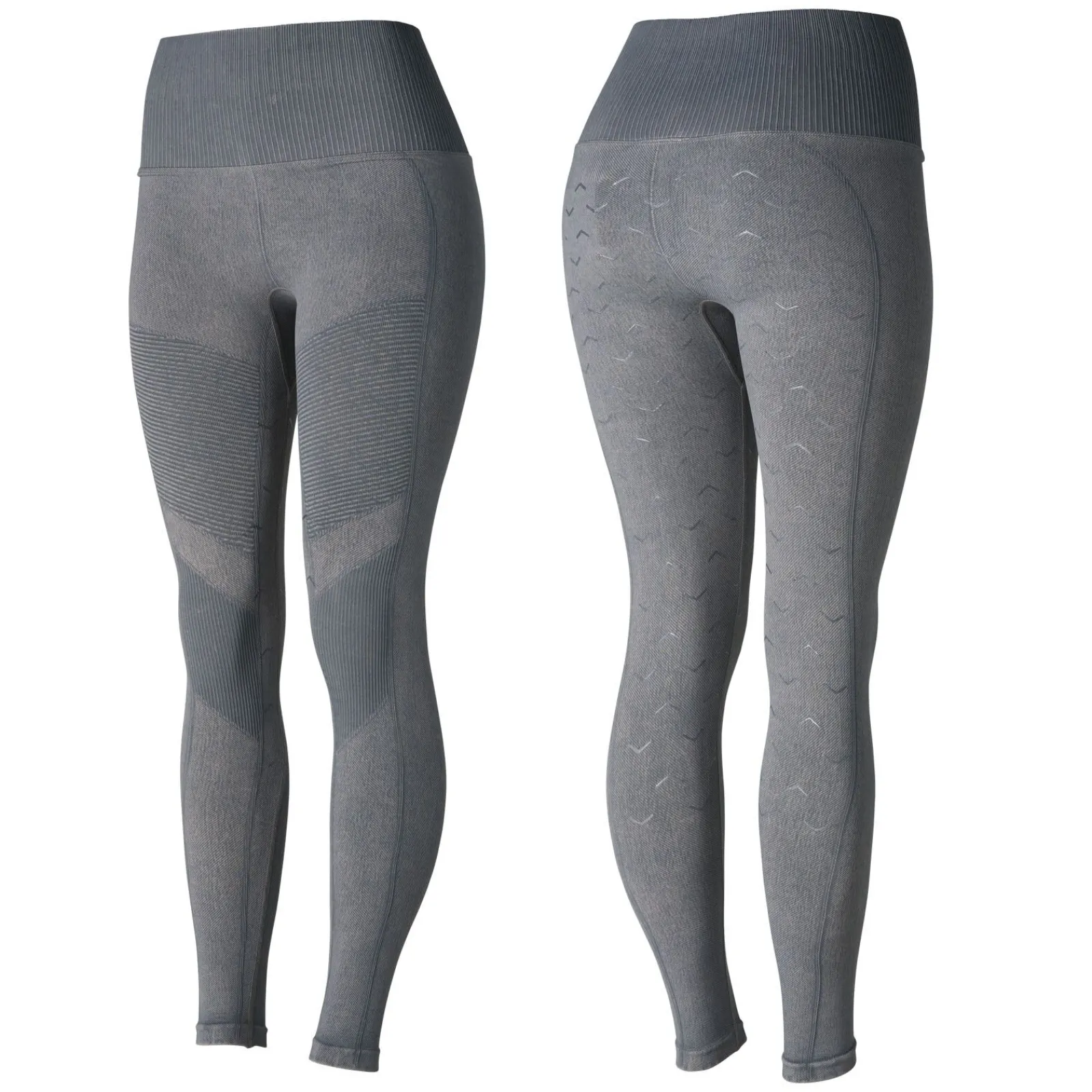 New Vanessa tights i denimutseende, sømløs, helforsterket med silikon, dame Ridetights