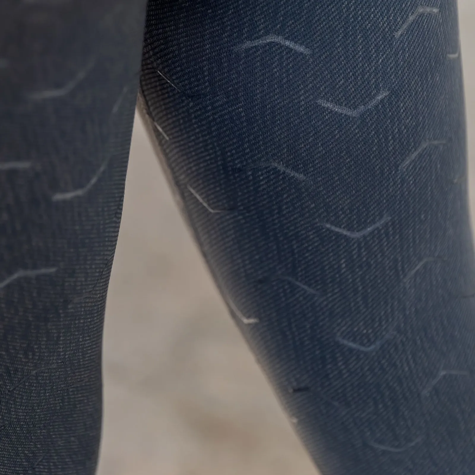 New Vanessa tights i denimutseende, sømløs, helforsterket med silikon, dame Ridetights