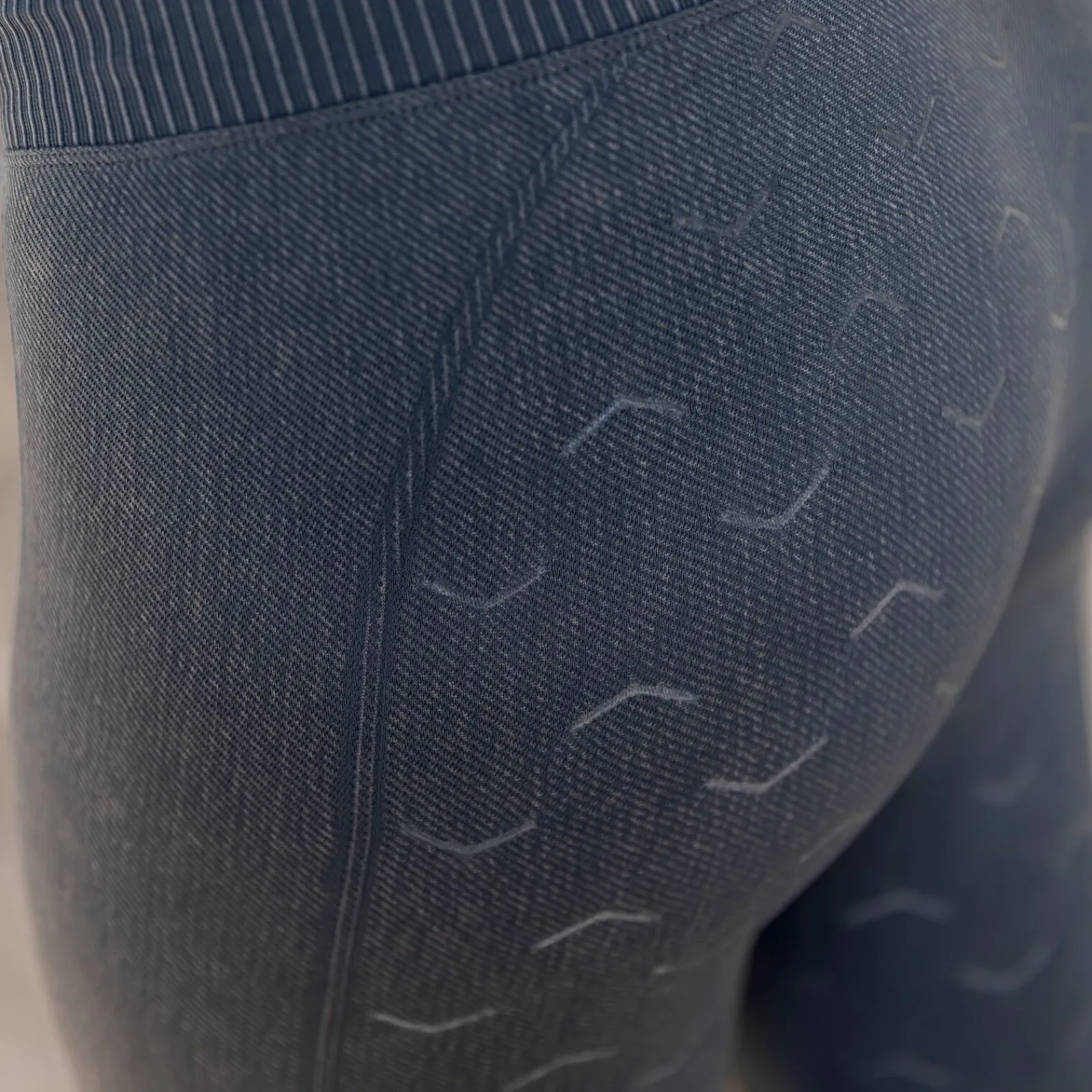 New Vanessa tights i denimutseende, sømløs, helforsterket med silikon, dame Ridetights