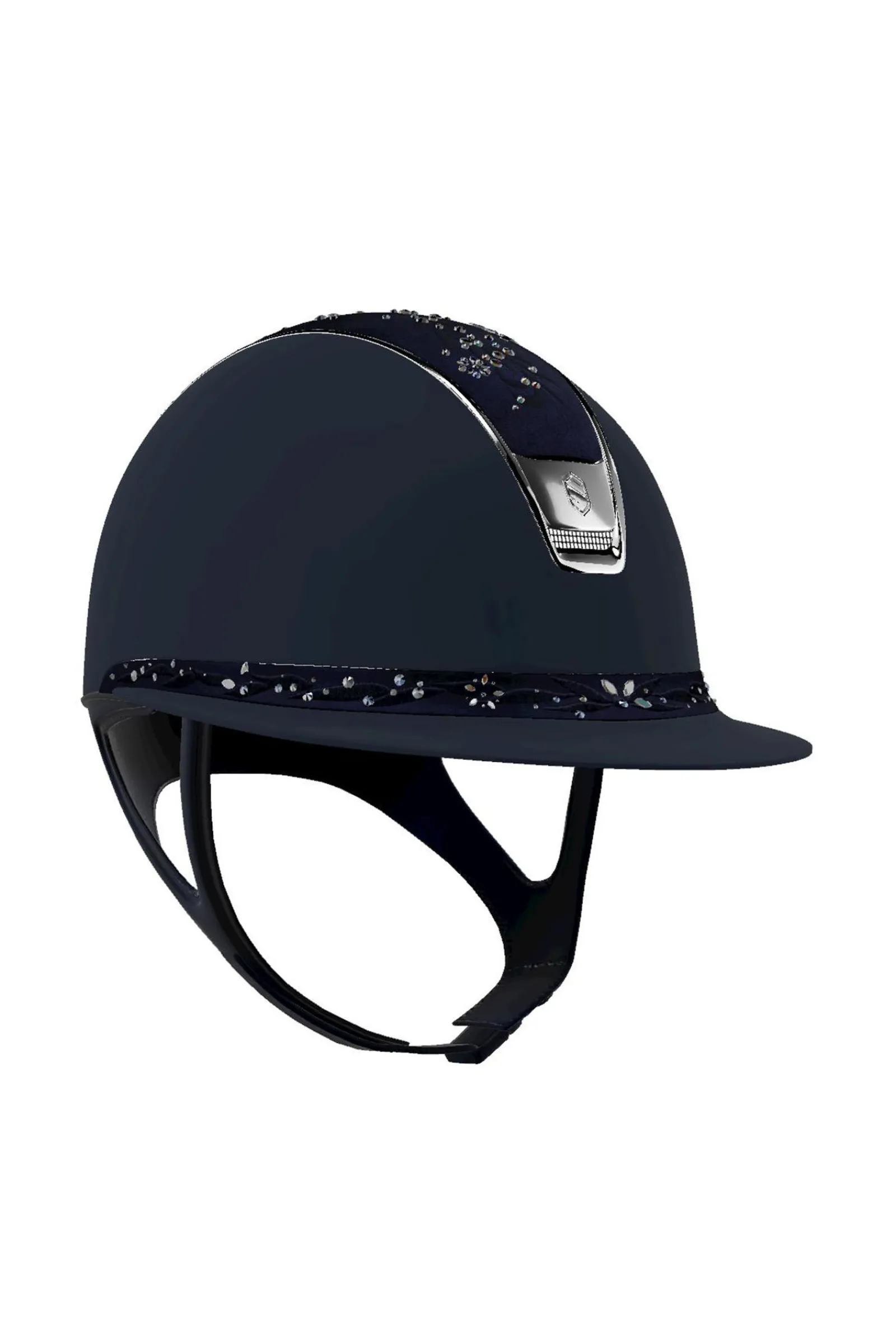 Hot Miss Shield Shadowmatt med blomster Swarovski smykker, krom 2.0 Ridehjelmer