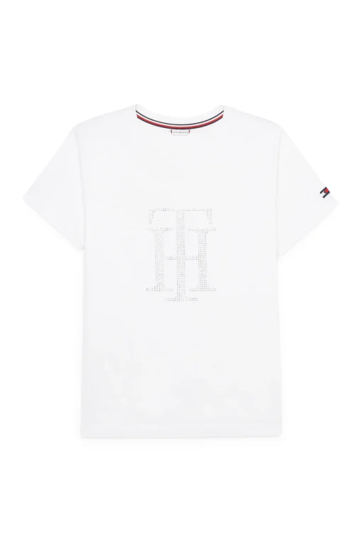New Tommy Hilfiger Equestrian TH Rhinestone skjorte for kvinner Skjorter Og Topper