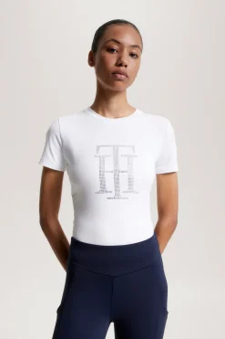 New Tommy Hilfiger Equestrian TH Rhinestone skjorte for kvinner Skjorter Og Topper