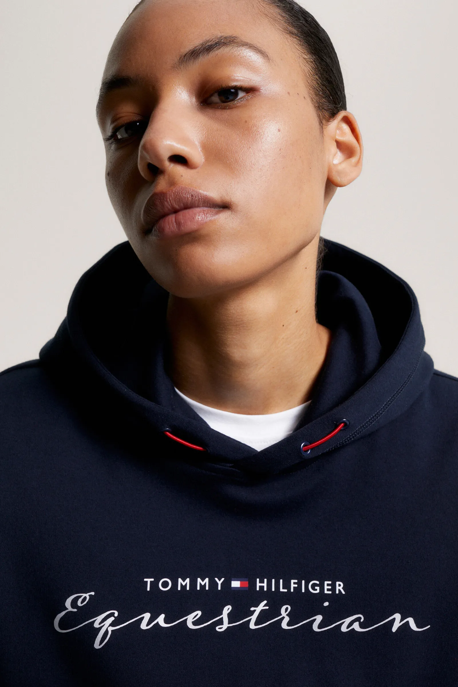 Tommy Hilfiger Equestrian Metallic Logo Grafisk hettegenser for kvinner Gensere & Fleece