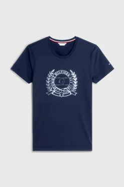Sale Tommy Hilfiger Equestrian Crest Rhinestone Performance t-skjorte til dame Skjorter Og Topper