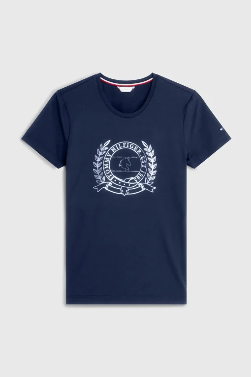 Sale Tommy Hilfiger Equestrian Crest Rhinestone Performance t-skjorte til dame Skjorter Og Topper
