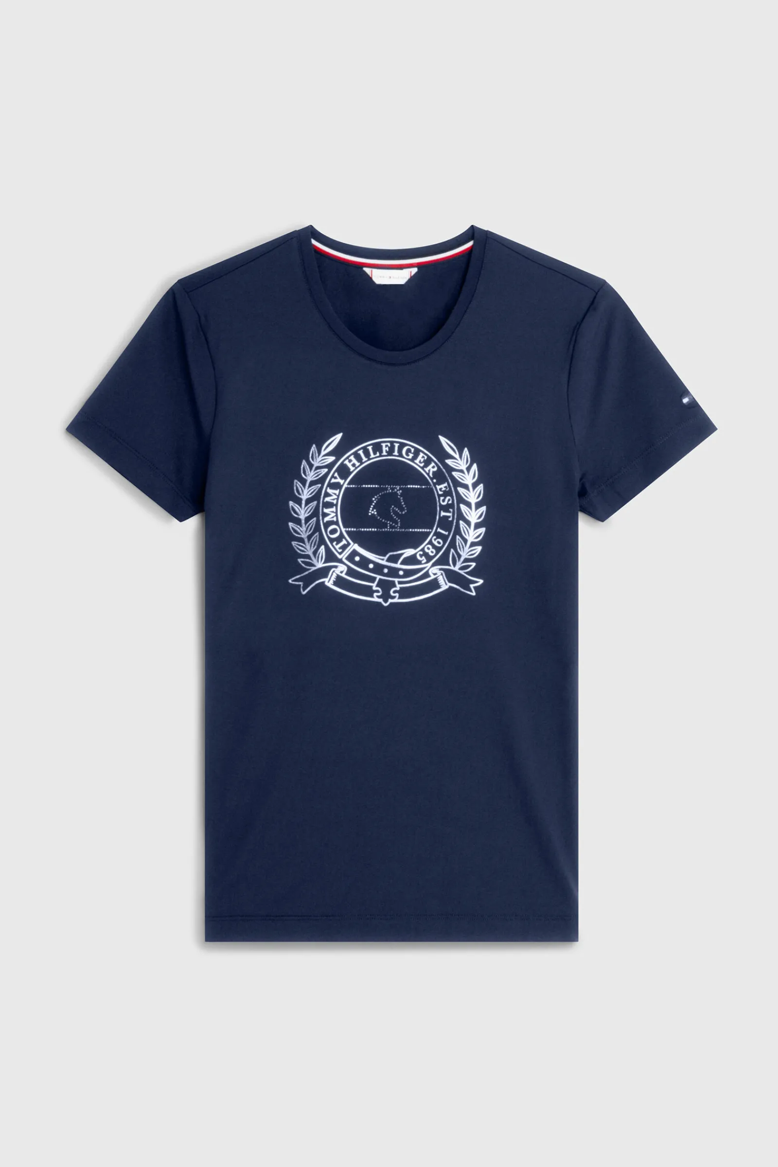 Sale Tommy Hilfiger Equestrian Crest Rhinestone Performance t-skjorte til dame Skjorter Og Topper