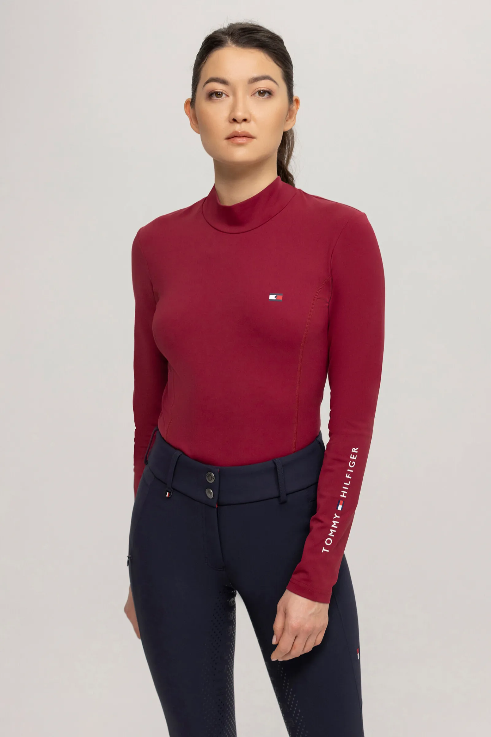 Best Tommy Hilfiger Equestrian langermet genser med høy hals for kvinner Skjorter Og Topper