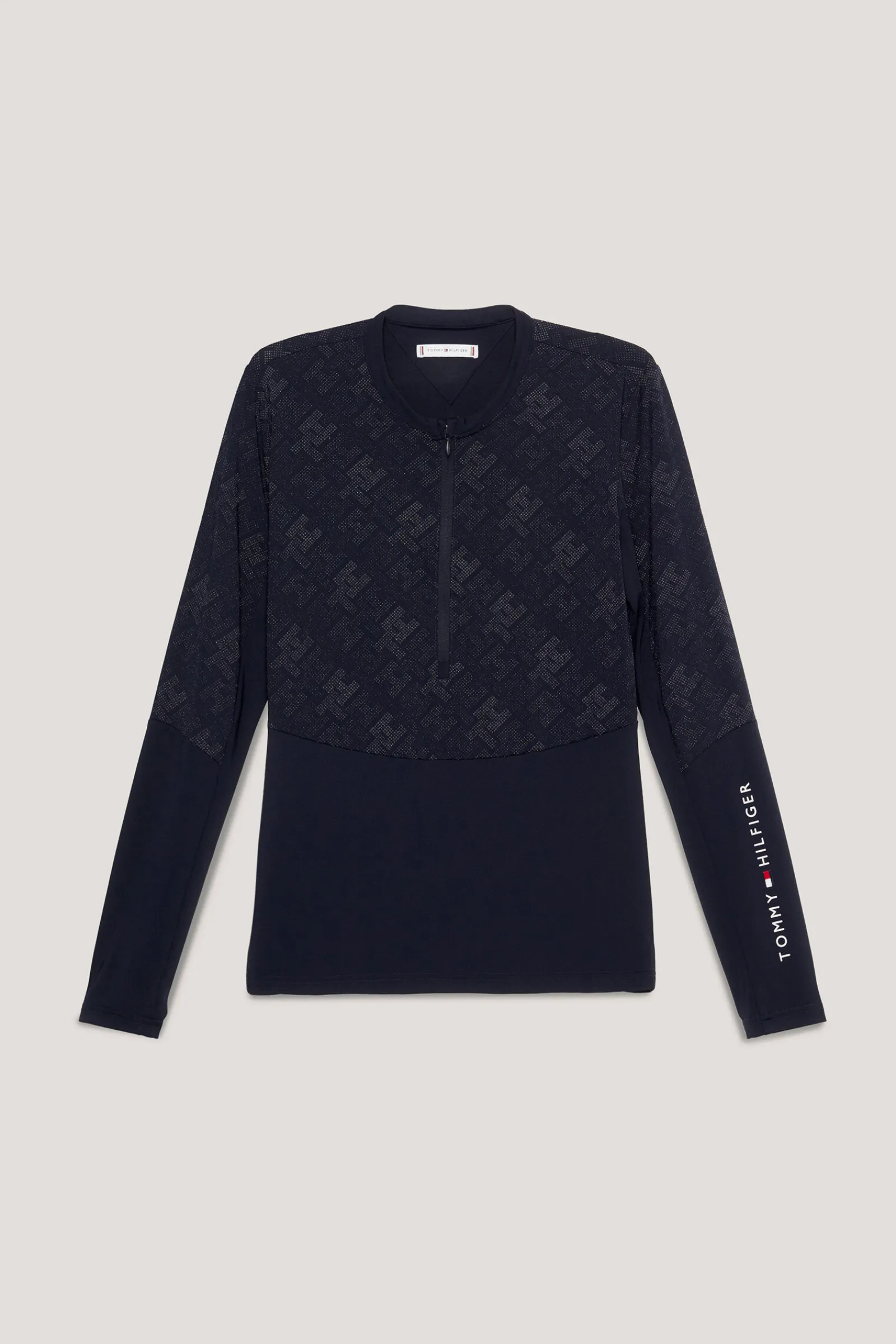 Best Tommy Hilfiger Equestrian Cologne Reflekterende langarmet 1/4 glidelås treningsgenser Skjorter Og Topper