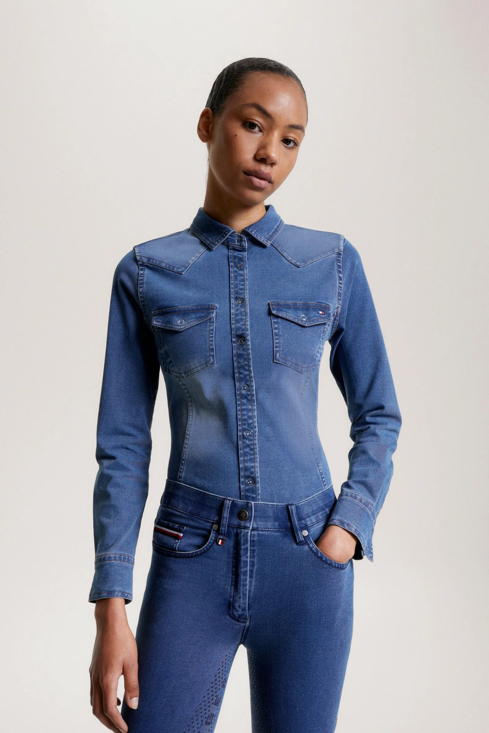 Online Tommy Hilfiger Equestrian Woodside Stretch Denim skjorte Skjorter Og Topper