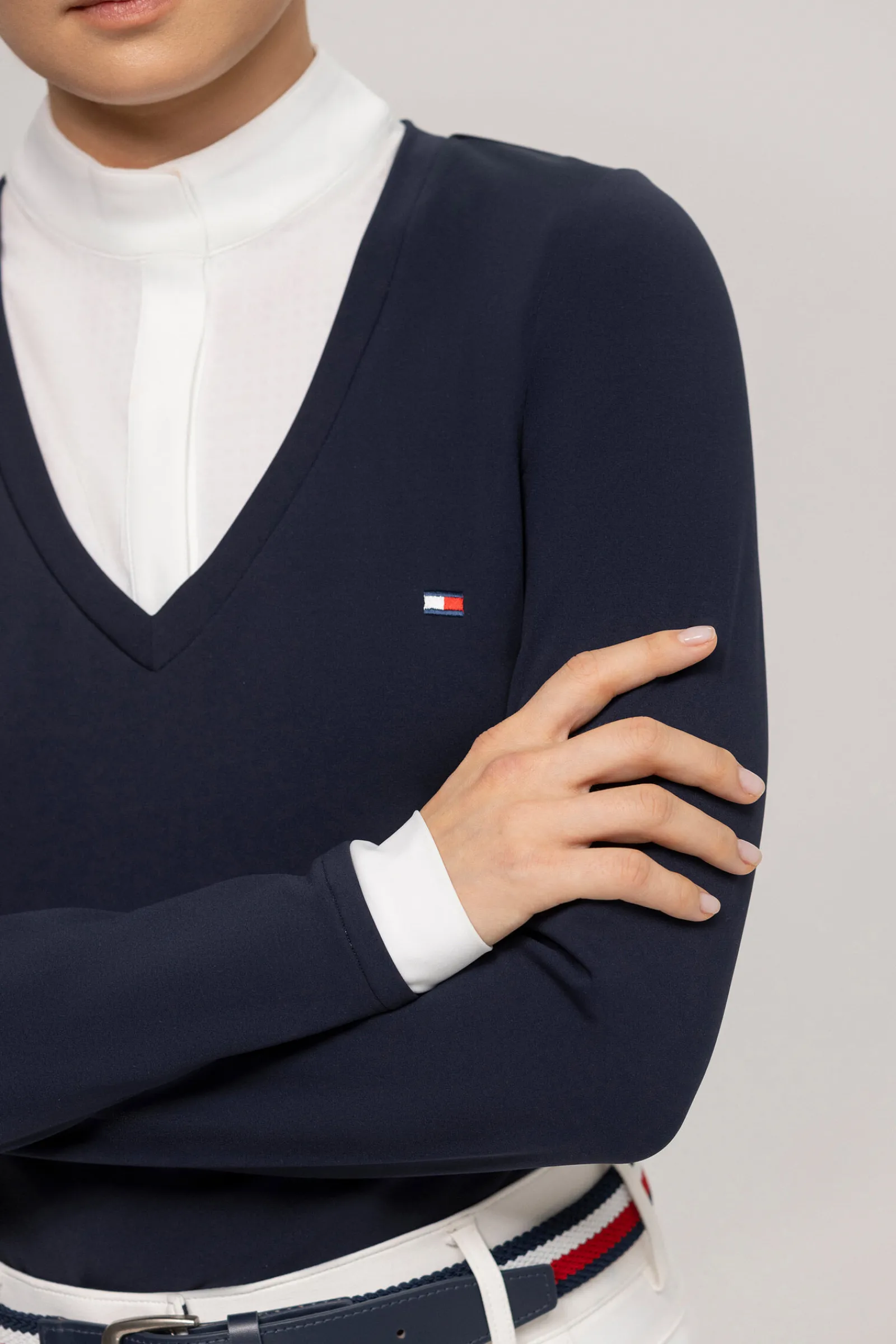 Hot Tommy Hilfiger Equestrian Montana dames 2-i-1 stevneskjorte Stevne|Skjorter Og Topper