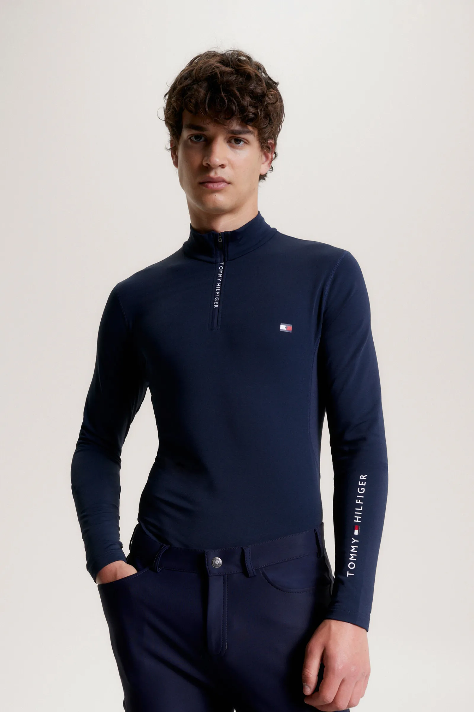 Discount Tommy Hilfiger Equestrian 1/4 Zip Termoskjorte for menn Rideskjorter