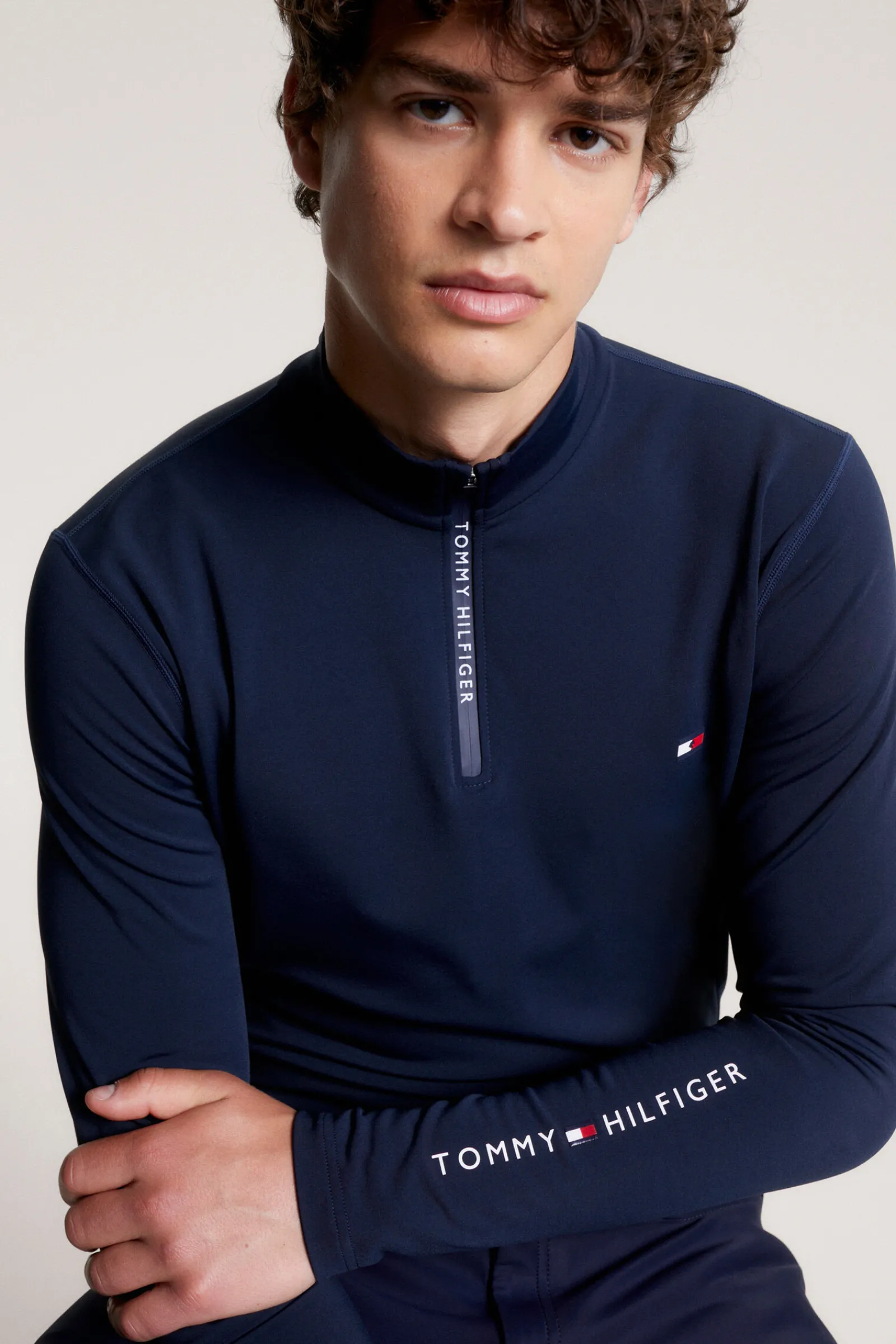 Discount Tommy Hilfiger Equestrian 1/4 Zip Termoskjorte for menn Rideskjorter